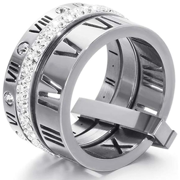 Stainless Steel Roman Numerals 3 in 1 Ring - Picture 3 of 6